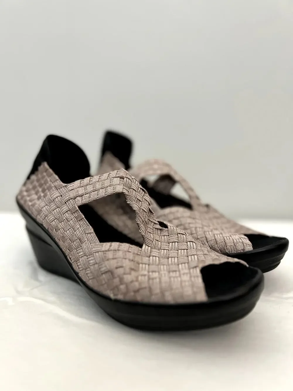 New Bernie Mev Wedge Lulia Sling Back Open Toe Wedge Shoes Size 6/36